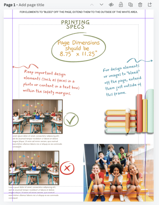 Canva Yearbook Page Dimensions and Safety Margins Guide