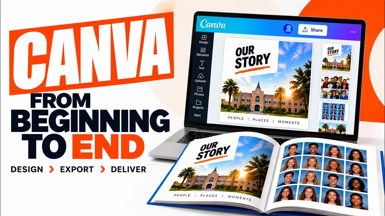 How to create a yearbook in Canva video thumbnail
